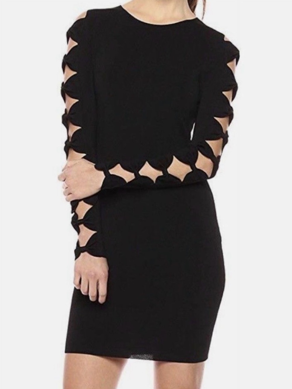 Ted Baker Janey knit bow Black Cutout Sleeve Bodycon Dress